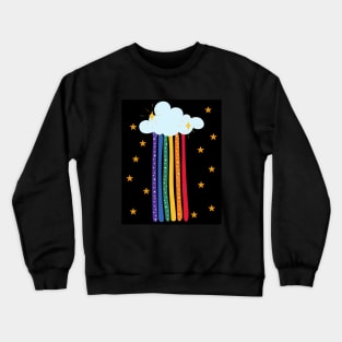 Colorful Rainbow With Stars Design Crewneck Sweatshirt